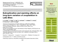 Eutrophication and Warming Effects on Long-Term Variation of Zooplankton