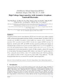 High Voltage Supercapacitor with Asymstric Graphene Nanowall Electrodes