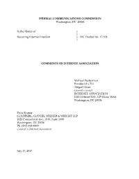 Internet Association Net Neutrality Comments Docket 17-108 F