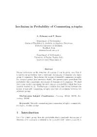 Isoclinism in Probability of Commuting N-Tuples 1 Introduction