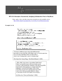 MTO 23.4 Examples: Komaniecki, Analyzing Collaborative Flow in Rap Music