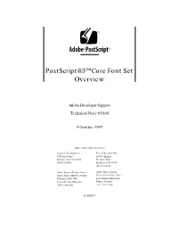 Postscript 3 Core Font Set Overview