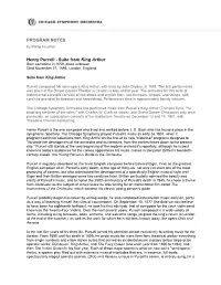 PROGRAM NOTES Henry Purcell