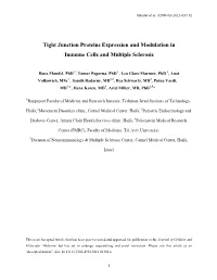 Tight Junction Proteins Expression and Modulation in Immune Cells and Multiple Sclerosis