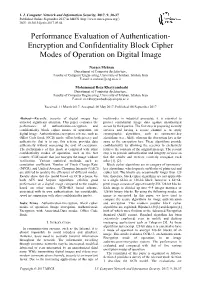 Encryption and Confidentiality Block Cipher Modes of Operation on Digital Image