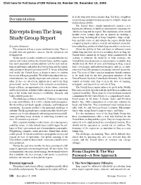 Excerpts from the Iraq Study Group Report