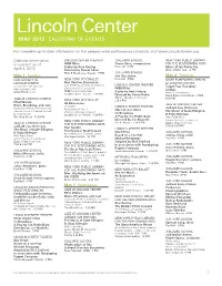May 2012 Calendar of Events