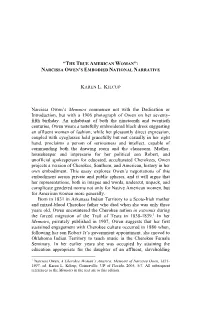 Narcissa Owen's Memoirs Commence Not with the Dedication