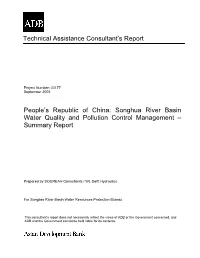 Songhua River Basin Water Quality and Pollution Control Management – Summary Report