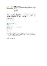 The Concept of Adaptation : Interdisciplinary Scope and Involvement in Climate Change