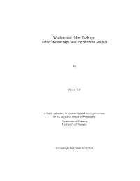 Wisdom and Other Feelings: Affect, Knowledge, and the Senecan Subject