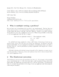 1 Why Is Multiple Testing a Problem? 2 the Bonferroni Correction