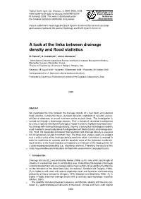 A Look at the Links Between Drainage Density and Flood Statistics
