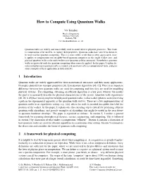 How to Compute Using Quantum Walks