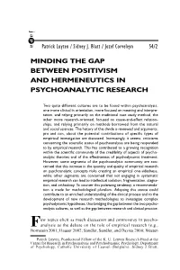 Minding the Gap Between Positivism and Hermeneutics in Psychoanalytic Research