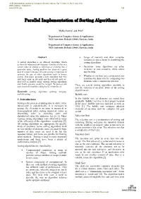 Parallel Implementation of Sorting Algorithms