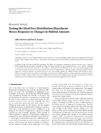 Research Article Testing the Ideal Free Distribution Hypothesis: Moose Response to Changes in Habitat Amount