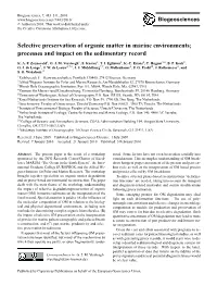 Selective Preservation of Organic Matter in Marine Environments; Processes and Impact on the Sedimentary Record