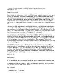 Transcript of Letter from Elvis to President Nixon
