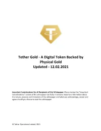 A Digital Token Backed by Physical Gold Updated - 12.02.2021