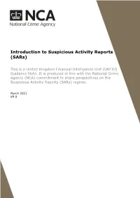 Introduction to Suspicious Activity Reports (Sars)