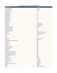 List of Applications Updated in ARL #2586