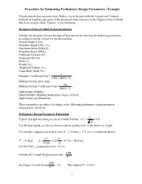 Procedure for Estimating Preliminary Design Parameters - Example