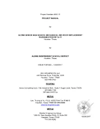 Project Number 4002-12 PROJECT MANUAL for ALDINE SENIOR