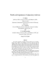Ranks and Signatures of Adjacency Matrices