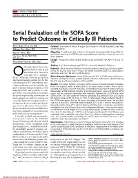 Serial Evaluation of the SOFA Score to Predict Outcome in Critically Ill Patients