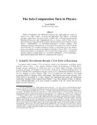 The Info-Computation Turn in Physics