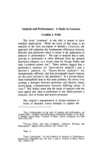 Analysis and Performance: a Study in Contrasts