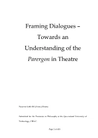 Framing Dialogues – Towards an Understanding of the Parergon in Theatre