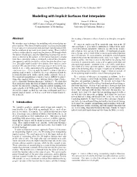 Modelling with Implicit Surfaces That Interpolate
