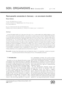 Plant-Parasitic Nematodes in Germany – an Annotated Checklist