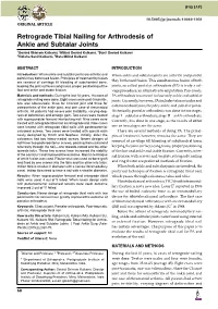 Retrograde Tibial Nailing for Arthrodesis of Ankle and Subtalar