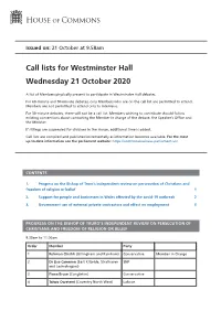 View Call Lists: Westminster Hall PDF File 0.05 MB
