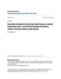 Evaluating Longitudinal Changes in Behavior and 11-Ketotestosterone in Parental Convict Cichlids (Amatitlania Siquia)