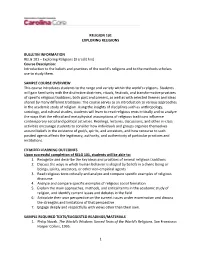 Exploring Religions (3 Credit Hrs) Course Description: Intr