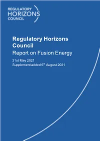 RHC Report on Fusion Energy 2021