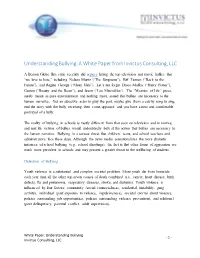 Understanding Bullying: a White Paper from Invictus Consulting, LLC