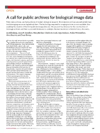 A Call for Public Archives for Biological Image Data Public Data Archives Are the Backbone of Modern Biological Research