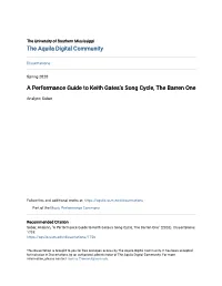 A Performance Guide to Keith Gates's Song Cycle, the Barren One