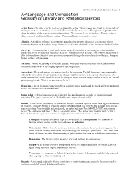AP Language and Composition Glossary of Literary and Rhetorical Devices ______