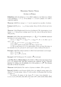 Elementary Number Theory Section 1.2 Primes Definition 1.2.1 An