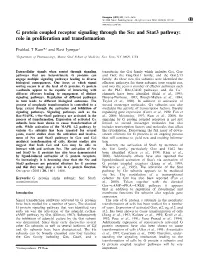 G Protein Coupled Receptor Signaling Through the Src and Stat3 Pathway: Role in Proliferation and Transformation
