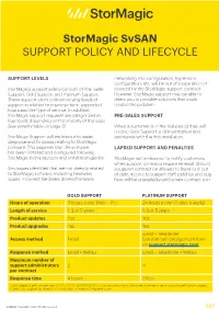 Stormagic Svsan SUPPORT POLICY and LIFECYCLE