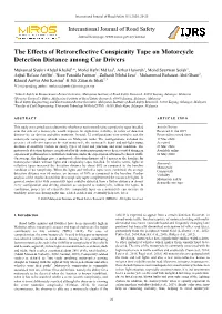 The Effects of Retroreflective Conspicuity Tape on Motorcycle Detection Distance Among Car Drivers
