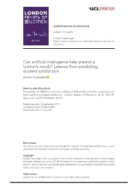 Can Artificial Intelligence Help Predict a Learner's Needs? Lessons From