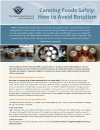 Canning Foods Safely: How to Avoid Botulism